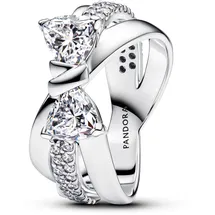 Pandora Timeless Funkelnde Schleife Überkreuzter Ring aus Sterling Silber mit Zirkonia, Größe: 56, 193553C01-56