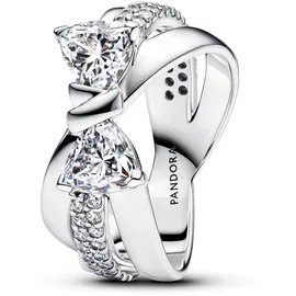 Pandora Timeless Funkelnde Schleife Überkreuzter Ring aus Sterling Silber mit Zirkonia, Größe: 56, 193553C01-56