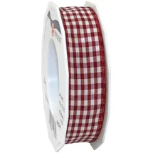 Präsent Dekoband Polyester Kariert Bordeaux/créme 20 m x 2,5 cm