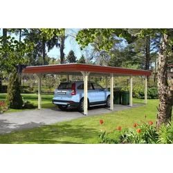 Skan Holz Walmdach Carport 409cm farblich unbehandelt Holzcarport