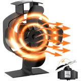 HUAREW Ofenventilator Oszillierender Kaminventilator Kaminventilator Ohne Strom, Ofenventilator mit 4 Blättern für Kaminofen, Effiziente Wärmeverteilung für Holzbrenner und Kamin