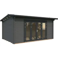 Palmako Gartenhaus Ines 13,7 m2 - 44 mm dunkelgrau/anthrazit