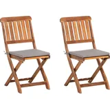Beliani Gartenstuhl 2er Set Akazienholz Klappbar Balkon Terrasse Outdoor