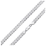 Materia Silberkette Herren Panzerkette diamantiert 6mm K79, 925 Sterling Silber, rhodiniert silberfarben 45 cm