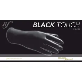 Hercules Sägemann Black Touch M | Schwarze Einweghandschuhe für Friseure | Puderfreie Latexhandschuhe mit extra langem Roll-Rand | Inhalt: 10 Stück