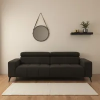 DOMO collection 2-Sitzer DOMO COLLECTION "Trento, mit Kufenfuß oder Einzelfuß", braun (espresso), B:208cm H:79cm T:104cm, 92% Polyester, 8% Nylon, Sofas, whlw. verstellbare Kopfteile, passend für gängige Saugroboter