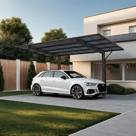 Ximax Carport Wing 2,80 x 5,31 m anthrazit mit Regenrinne