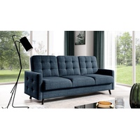 Fun Möbel Sofa 3-Sitzer Schlafsofa Designersofa GARNET in Stoff Luis, Inkl. 1 x Bettkasten und Schlaffunktion, Rundumbezug blau