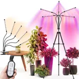 Pflanzenlampe mit Ständer, 5 Kopf 100 LEDs Vollspektrum Pflanzenlicht, Pflanzenleuchte mit Grow Light mit 3 Farbmodi und 10 Helligkeit, Auto Timer, Pflanzenwachstumslampe