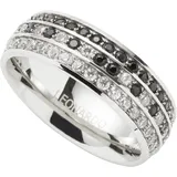 LEONARDO Fingerring "Ring Atura" Gr. 17, schwarz-weiß (edelstahlfarben, schwarz, kristallweiß), Fingerringe, Damen, 17, Edelstahl, 7mm, Fingerring, mit Zirkonia (synth.)