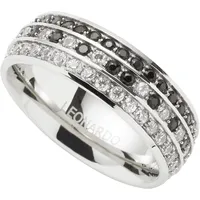 LEONARDO Fingerring "Ring Atura" Gr. 17, schwarz-weiß (edelstahlfarben, schwarz, kristallweiß), Fingerringe, Damen, 17, Edelstahl, 7mm, Fingerring, mit Zirkonia (synth.)