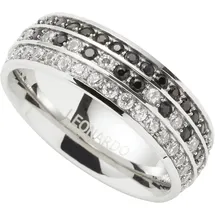 LEONARDO Fingerring "Ring Atura" Gr. 17, schwarz-weiß (edelstahlfarben, schwarz, kristallweiß), Fingerringe, Damen, 17, Edelstahl, 7mm, Fingerring, mit Zirkonia (synth.)