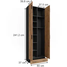 Vicco Ingo Aktenschrank 80 x 241,2 cm Anthrazit/Goldkraft Eiche