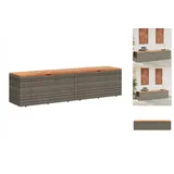 vidaXL Gartentruhe Grau 220x50x54 cm Poly Rattan Akazienholz