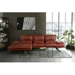 KAWOLA Sofa FENICE Ecksofa Leder Recamiere links burgunderrot