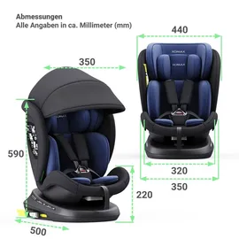 XOMAX 946i Kindersitz drehbar 360° mit ISOFIX, Liegefunktion I mitwachsend I 0-36 kg, 0-12 Jahre, Gruppe 0/1/2/3 I 5-Punkt-Gurt und 3-Punkt-Gurt I Bezug abnehmbar, waschbar I ECE R129