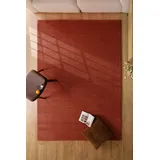 WECON HOME Teppich Castello ONE, rechteckig, Höhe: 7 mm, Schurwolle, Kurzflor mit Hoch-Tief-Effekt, Wohnzimmer, Streifenmuster rot 200 cm x 300 cm x 7 mm