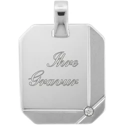 trendor 70272 Männer Anhänger mit Gravur 925 Silber mit Zirkonia 22x18 mm