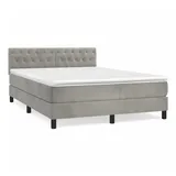 vidaXL Boxspringbett mit Matratze Hellgrau 140x200 cm Samt