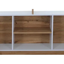 MCW Doppelbett P43 160 x 200 cm MDF Eiche Wotan-Optik weiß