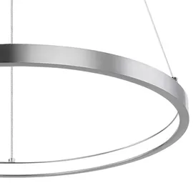 GLOBO Hängeleuchte Led Lampen Ring silber rund Pendelleuchte Wohnzimmer hängend Modern, aus Metall in Nickel-matt Opal, 1x Led 19w 900lm warmweiß, Txh 38,5x120 cm