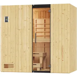 Infrarotkabine WEKA "Infrarotkabine UPPSALA Kombi inkl.", beige (natur), Saunaofen, externe Steuerung, 3,6 kW, Saunen, Sauna oder IR-Strahlung, moderne Ganzglastür