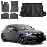 Omac Fußmatten & Kofferraumwanne Set kompatibel mit BMW 1er F40 2019-2024 Gummi TPE Schwarz 5X