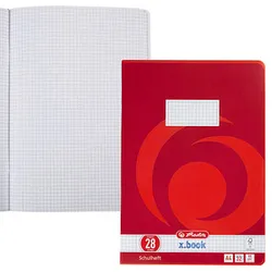 herlitz Schulheft x.book Lineatur 28 kariert DIN A4 Innen- und Außenrand, 32 Blatt