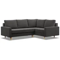Mebligo - Ecksofa mit Schlaffunktion und Bettkasten Blank, Eckcouch mit Ottomane Rechts, Sofa L Form 226 x 175 x 92 cm, Couch mit Bonellfedern, Ecke Sofa Wohnzimmer, Schlafsofa - Grau