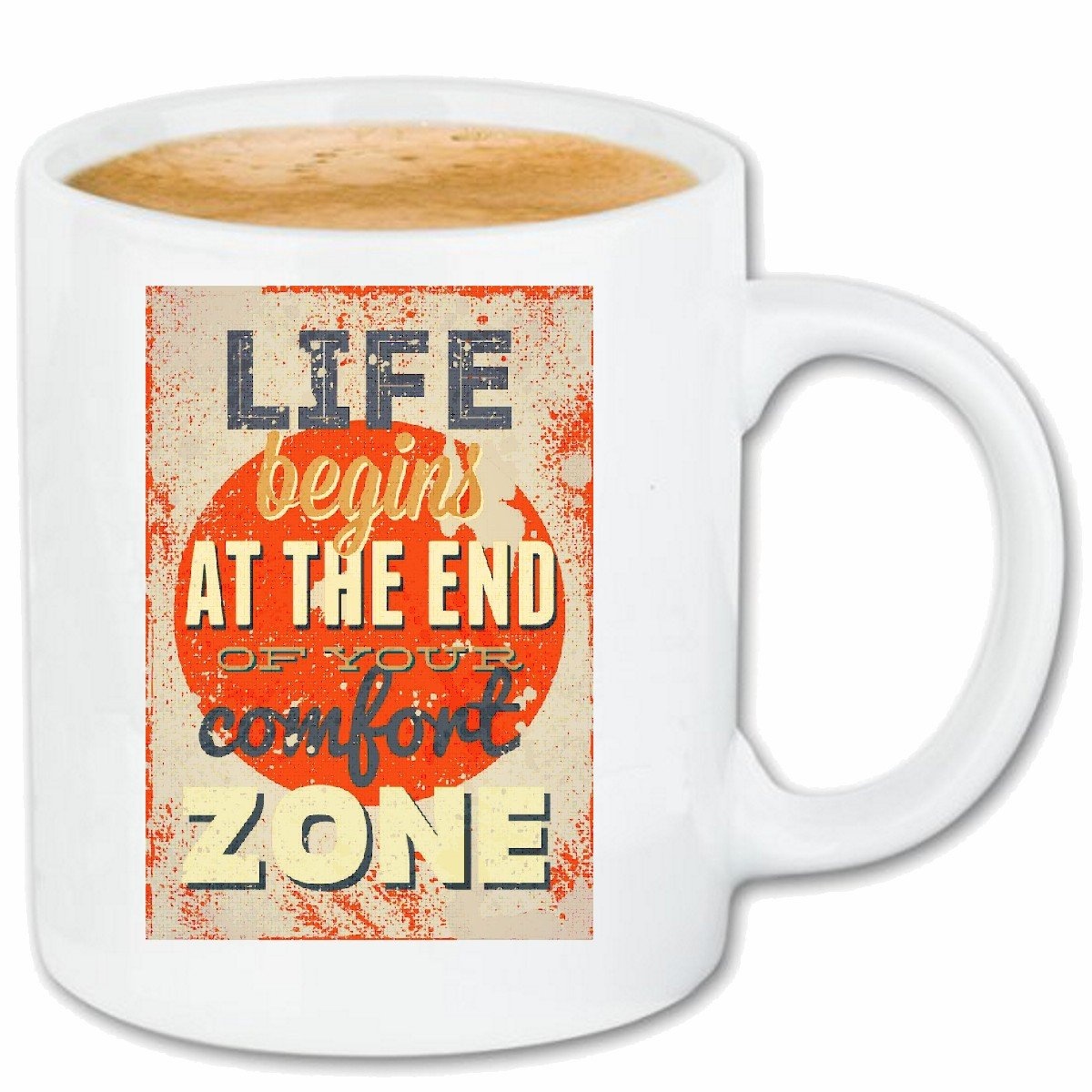 Reifen-Markt Kaffeetasse LIFE BEGINS AT THE END OF YOUR COMFORT ZONE VINTAGE RETRO VINTAGE LIFESTYLE FASHION GOTHIC BIKER STREET WEAR PARIS MAILAND NEW YORK Keramik