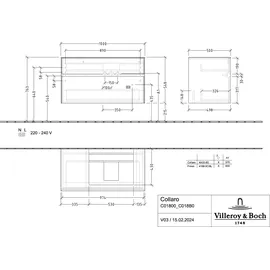 Villeroy & Boch Collaro Waschbeckenunterschrank 100 x 55 cm Glossy White