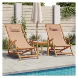 vidaXL Strandstühle 2 Stk. Klappbar Taupe Stoff und Massivholz 59 x 59 x 108 cm grau