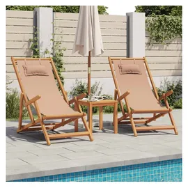 vidaXL Strandstühle 2 Stk. Klappbar Taupe Stoff und Massivholz 59 x 59 x 108 cm grau