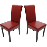 Mendler 2er-Set Esszimmerstuhl Stuhl Küchenstuhl Novara II, Leder rot,
