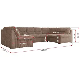 MKS Meble Sofa XXL U-Form Beige, Wohnlandschaft U Form mit Schlaffunktion, Sofa mit Schlaffunktion, Schlafsofa, Wohnzimmer Couch mit schlaffunktion - Morbido... - Braun