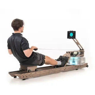 WaterRower Driftwood Wasser-Rudergerät | Das Original für Zuhause aus hochwertigem Massivholz | LightRing & Bluetooth-Monitor | Tablethalterung & WaterRower Connect App