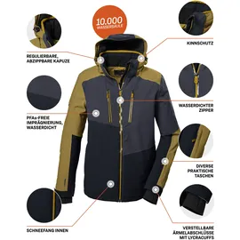 KILLTEC Herren Skijacke/Funktionsjacke mit abzippbarer Kapuze und Schneefang KSW 70 MN SKI JCKT, blasses oliv, M,