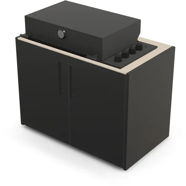 Brabura Box-Q 4-Brenner schwarz | Neuestes Edelstahlmodell - Pietra Di Osso / Anthrazit / Matt schwarzer Griff