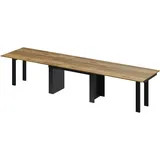 designimpex Design Esstisch Tisch HMA-111 XXL ausziehbar 170 bis 410 cm Esszimmer, Farbe:Alteiche - Schwarz Hochglanz