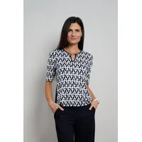 Seidel Moden Rundhalsshirt mit grafischem Muster - MADE IN GERMANY blau 50 EU