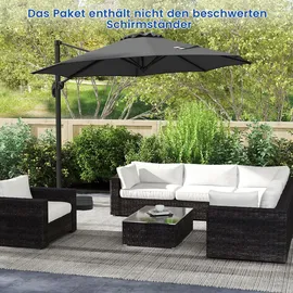 Costway Runder Sonnenschirm Ø 300 cm Grau