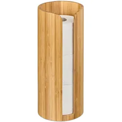 Relaxdays Toilettenpapier Aufbewahrung Bambus, für 3 Rollen, Toilettenpapierbehälter stehend, HxD: 33,5 x 14,5 cm, natur