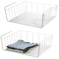 ELUNO Schrankkorb 2er Set inklusive Einlegeböden 40 x 30 x 20 cm weiß