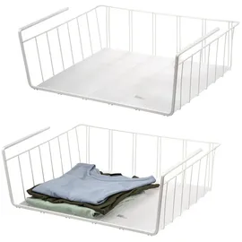 ELUNO Schrankkorb 2er Set inklusive Einlegeböden 40 x 30 x 20 cm weiß
