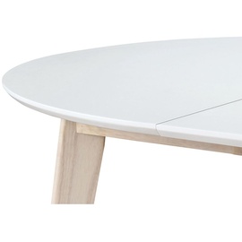 Miliboo Design-Esstisch rund ausziehbar Weiß und Holz L120-150 LEENA