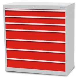 Bedrunka+Hirth Schubladenschrank Stahlblech 1.019 x 980 x 500 mm lichtgrau/lichtblau 7 Schubladen