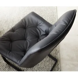 DeLife Taimi-Flex Echt-Leder Schwarz Freischwinger flach Schwarz