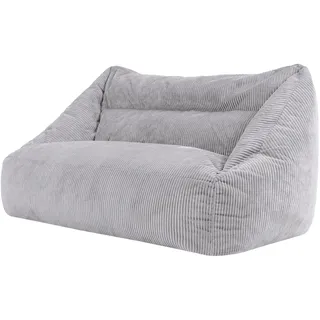 I.C.O.N. Icon Cecilia Sitzsack Sofa, Grau, Flauschiger Cord Stoff, 2 Sitzer Sofa für Erwachsene, Riesensitzsack mit Füllung, Bequemer Sessel, Lounge, Wohnzimmer, Deko Wohnzimmer