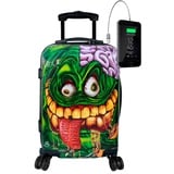 TOKYOTO Kinderkoffer Kinder-Trolley für Mädchen & Jungen 55x35x20 cm/Koffer Handgepäck Hartschalenkoffer, Reisekoffer klein Reisetasche Kinder mit TSA-Schloss & USB-Anschluss Snot Monster