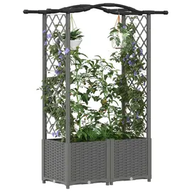 vidaXL Hochbeet mit Rankgitter und Dach 125 x 40 x 138 cm Hellgrau